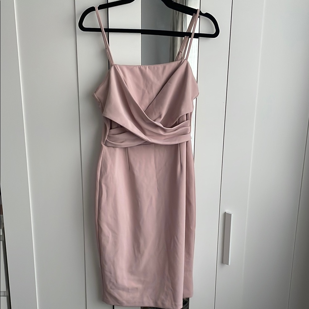 Dynamite Pink Asymmetrical Wrap Cocktail Dress